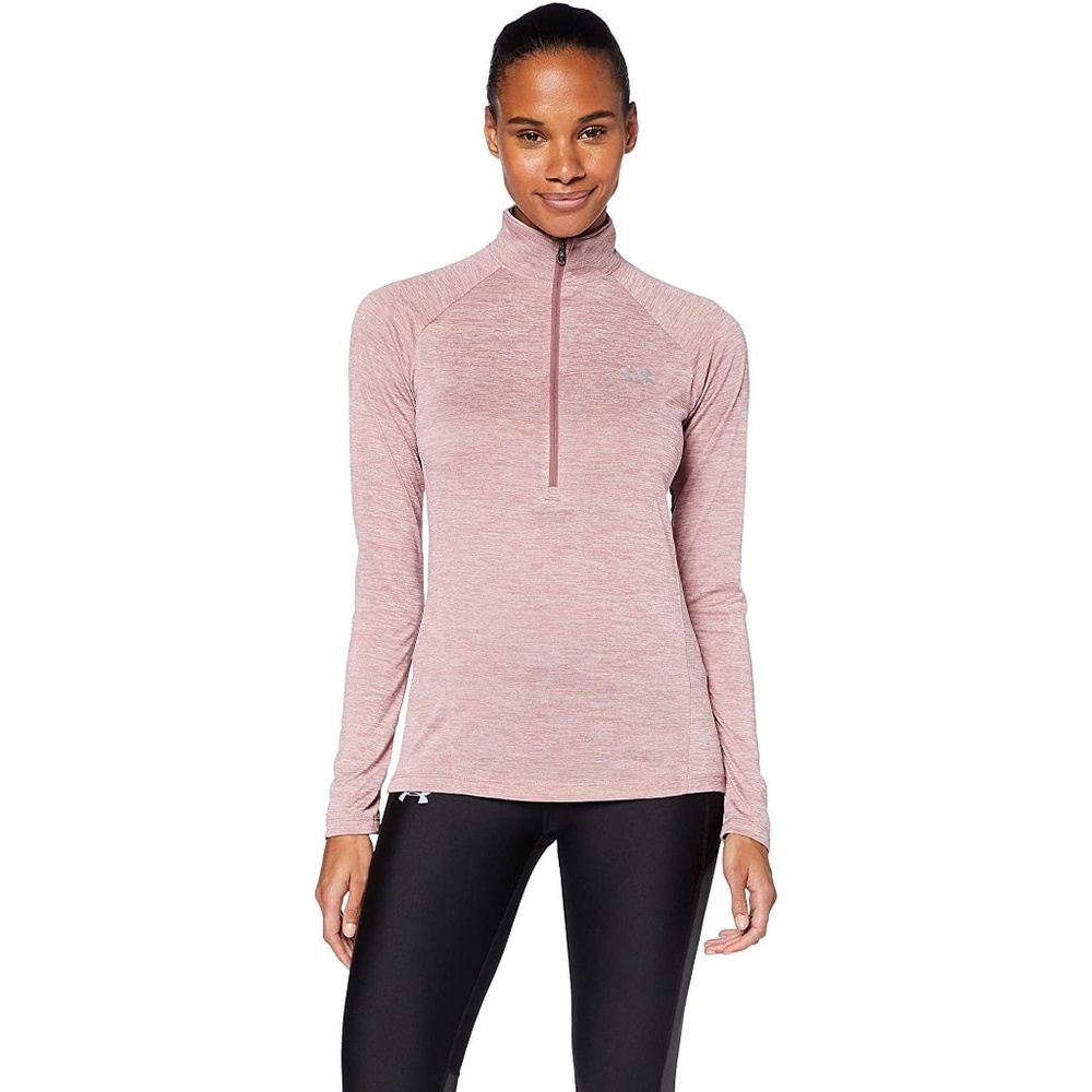 Under Armour Tech Twist Heatgear 1/2 Zip Long Sleeve Top Size L Hushed Pink